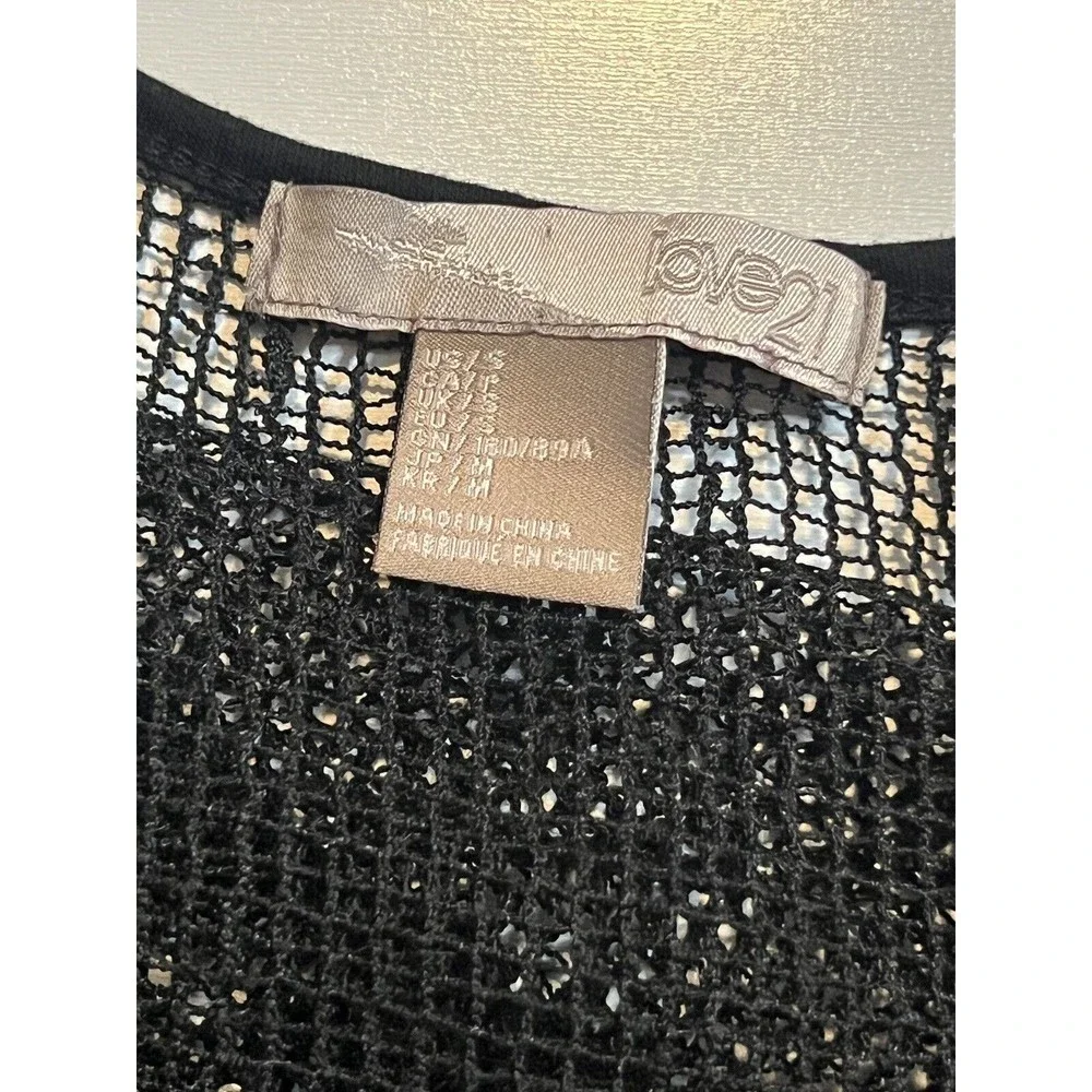 Women’s Swim Cover Up Size S Mesh Black Sequins‎ One Pocket Sheer Tank Pullover.